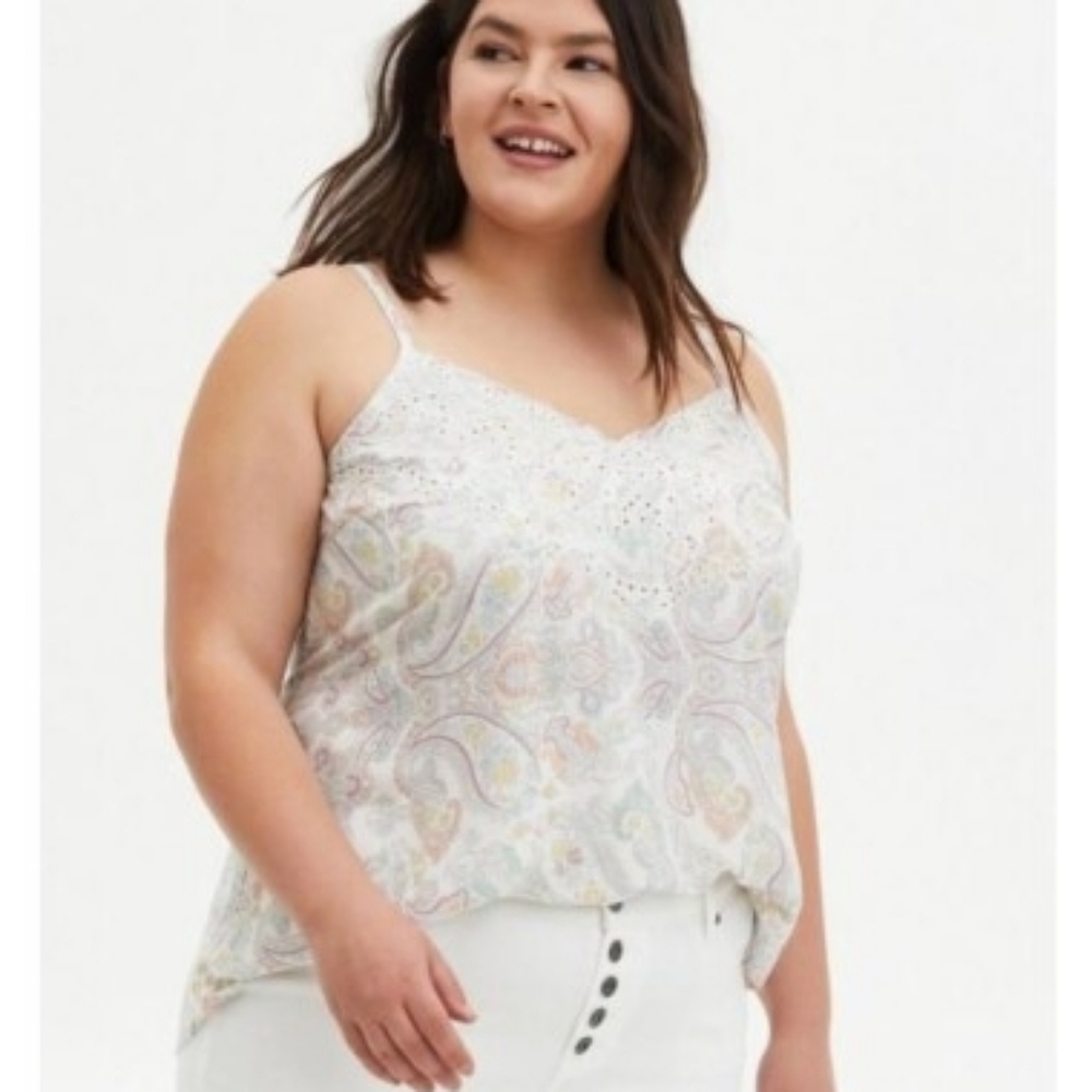 Torrid White Paisley Lace Camisole